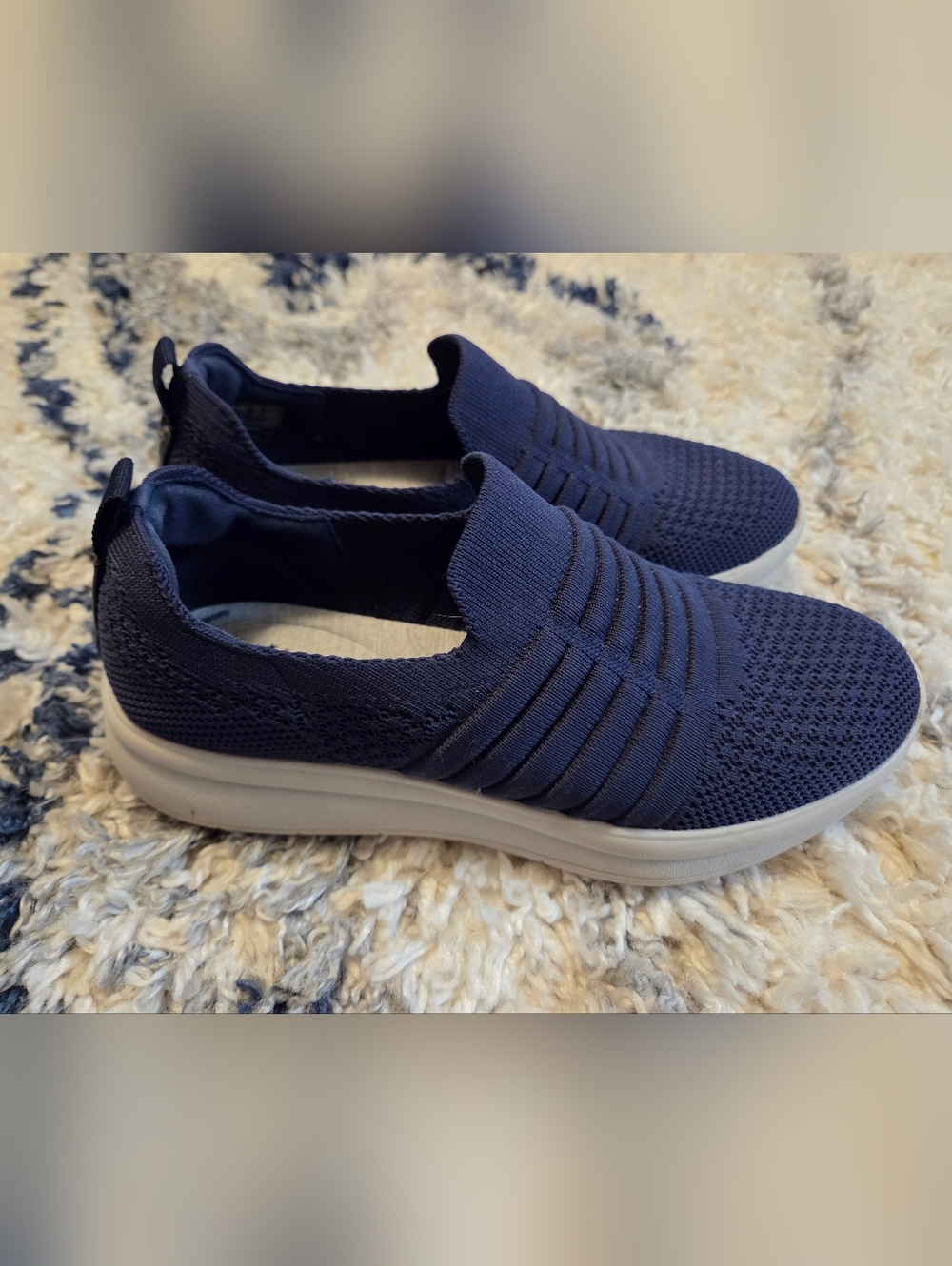 Womens CLOUDSTEPPERS Slip-On Knit Sneaker in Navy Blue SIZE 7.5